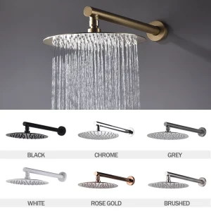 Pommeau de douche à effet pluie rond chromé en acier inoxydable, accessoires de bras de douche muraux, accessoire chaud, 10 po