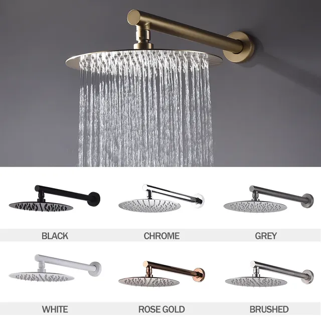 Pommeau de douche à effet pluie rond chromé en acier…