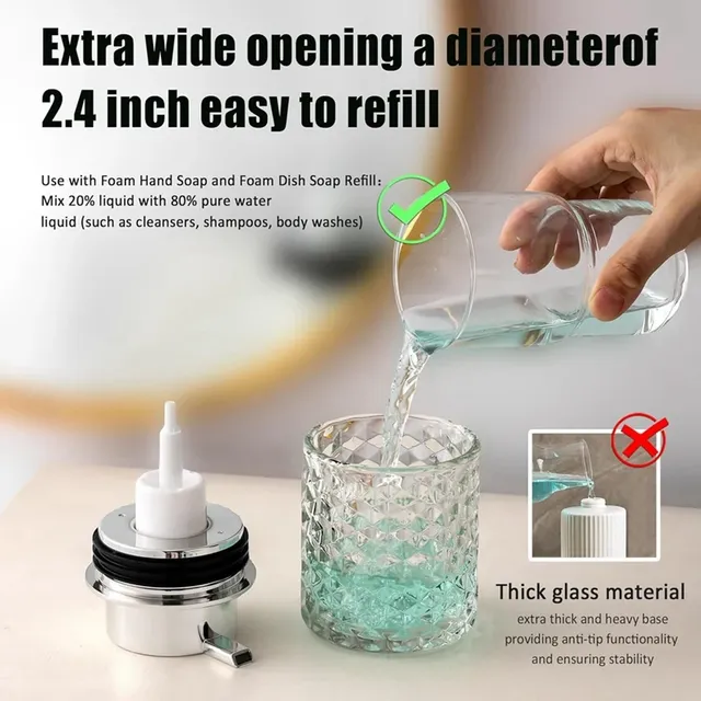 Distributeur savon moussant rechargeable verre taillé… – vue 3