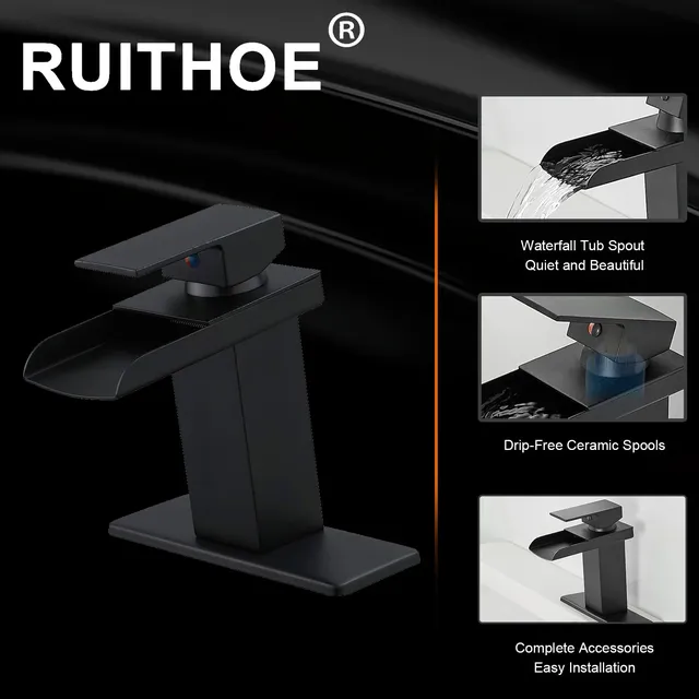 Robinet de lavabo cascade à noyau de cuivre – vue 3