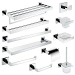 Porte-serviettes en acier inoxydable et Nickel, ensemble d&rsquo;accessoires de salle de bain, avec miroir, porte-papier toilette, porte-savon, barre à serviettes, accessoires de toilette