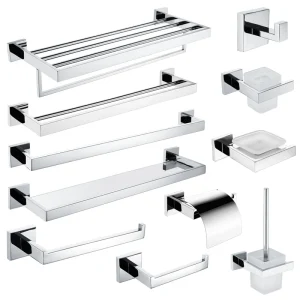 Porte-serviettes en acier inoxydable et Nickel, ensemble d’accessoires de salle de bain, avec miroir, porte-papier toilette, porte-savon, barre à serviettes, accessoires de toilette Porte-serviettes en acier inoxydable et Nickel, ensemble d’accessoires de salle de bain, avec miroir, porte-papier toilette, porte-savon, barre à serviettes, accessoires de toilette