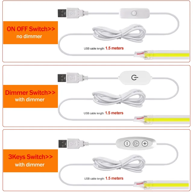 Bande Lumineuse LED COB Flexible avec Joli Marche/Arrêt – vue 5