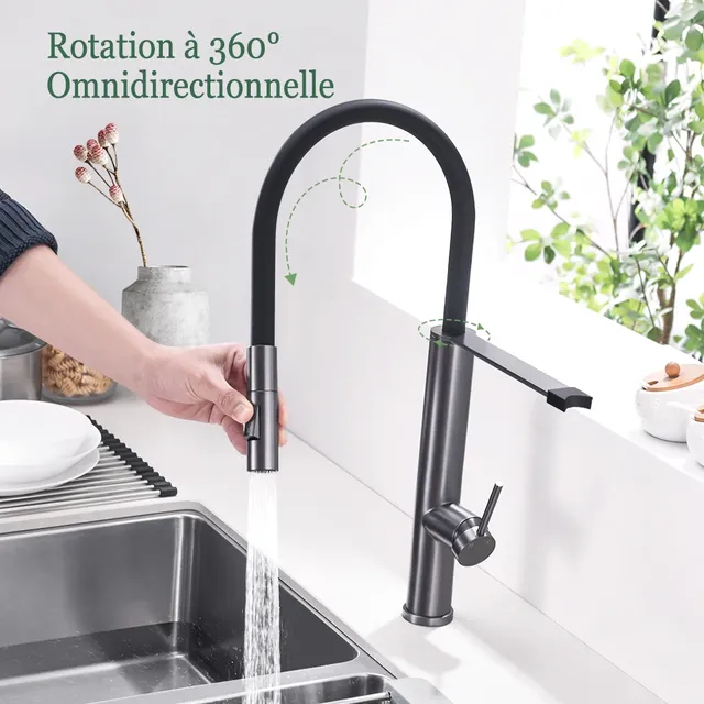 Robinet de cuisine flexible en bronze avec bec… – vue 2