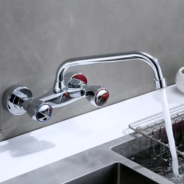 Robinet mural double poignées eau chaude froide bec… – vue 6