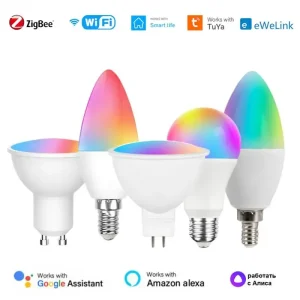 Ampoule intelligente Tuya WIFI Zigbee E27/E14/E12/GU10/MR16 RGB CW, lampe LED à intensité variable pour Alexa Google Home Alice eWelink App contrôle Ampoule intelligente Tuya WIFI Zigbee E27/E14/E12/GU10/MR16 RGB CW, lampe LED à intensité variable pour Alexa Google Home Alice eWelink App contrôle
