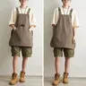 Tablier salopette oversize unisexe coton lin taupe… – vue 5