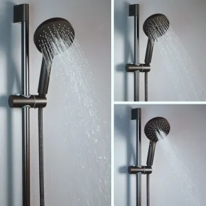 Ensemble de colonnes de douche noires, accessoires de salle de bains, pomme de douche, curseur mural, pomme de douche réglable, Rail de levage, support coulissant