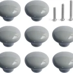 Boutons de tiroir en céramique, boutons d&rsquo;armoire en porcelaine grise pour la décoration intérieure, boutons de commode ronds en céramique pour chambre d&rsquo;enfants, placard, table de chevet