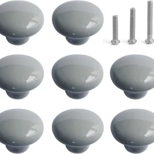 Boutons de tiroir en céramique, boutons d&rsquo;armoire en porcelaine grise pour la décoration intérieure, boutons de commode ronds en céramique pour chambre d&rsquo;enfants, placard, table de chevet
