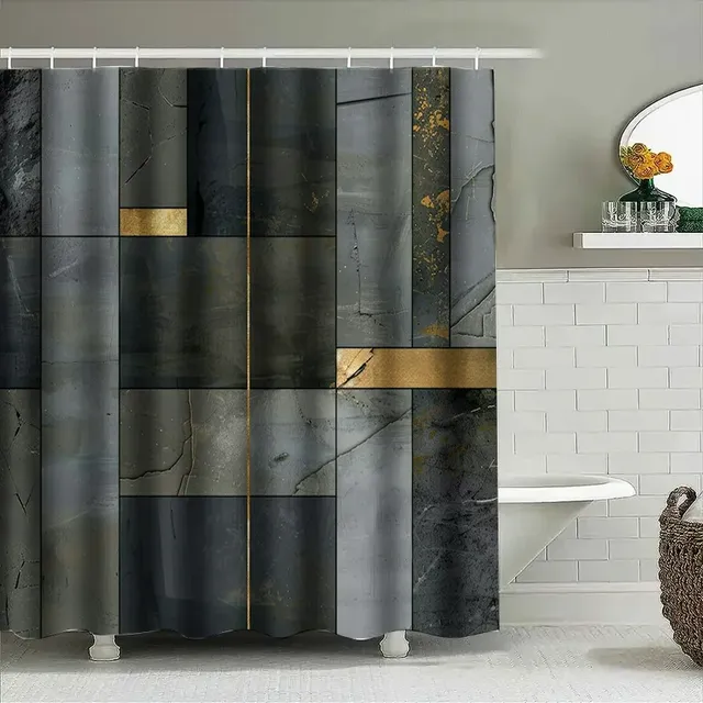 Rideau de douche effet marbre de luxe – vue 4