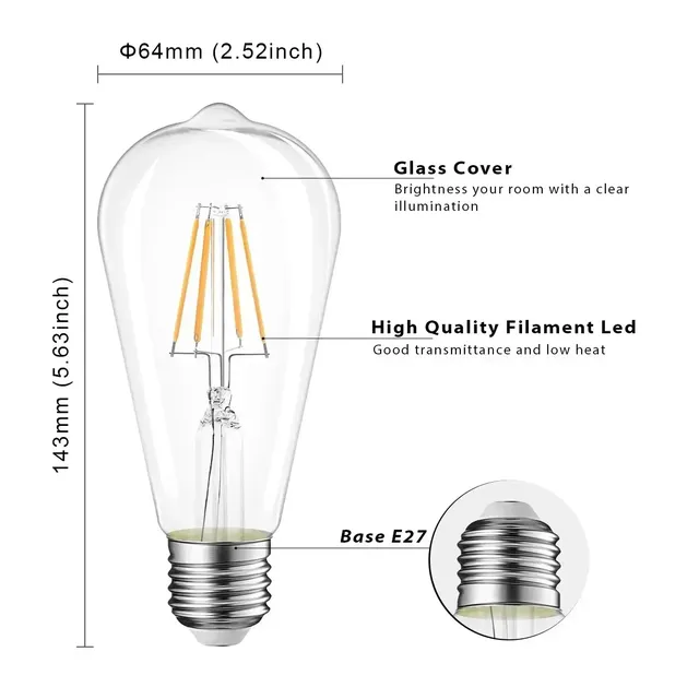 Lampe à économie d'énergie LED Edison – vue 2