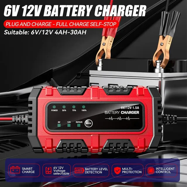 Chargeur mainteneur batterie intelligent automatique 6V… – vue 5
