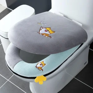 Juste de siège de toilette brodée de dessin animé, Polymères, Coussin Closestool, Juste de couvercle, Chaud, Lavable, Hiver, Universel Juste de siège de toilette brodée de dessin animé, Polymères, Coussin Closestool, Juste de couvercle, Chaud, Lavable, Hiver, Universel