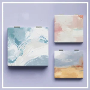 Miroir de Maquillage Double Face, Peinture Abstraite, Loupe 2X, Portable, Pliable, Poche, Haute Définition, Outil Cosmétique