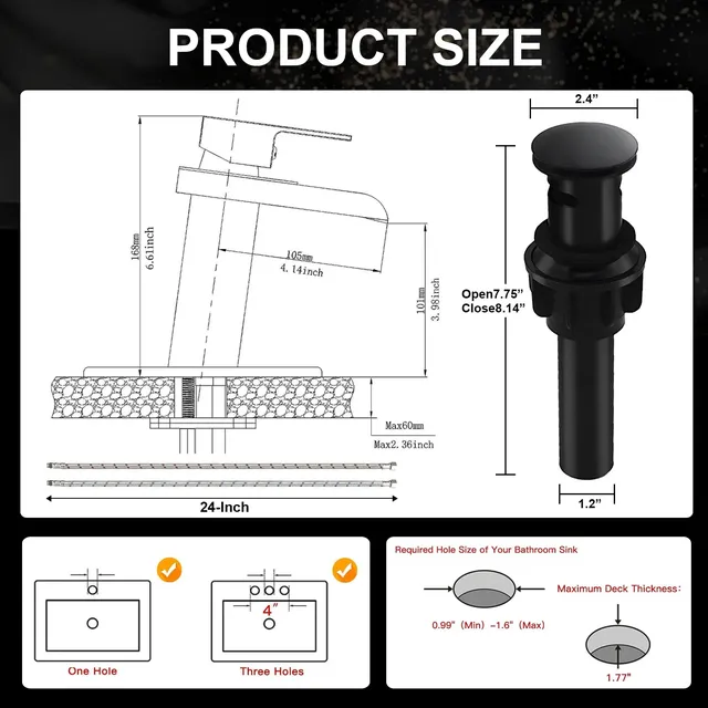 Robinet de lavabo cascade à noyau de cuivre – vue 6