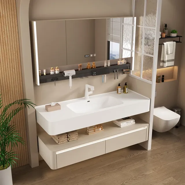 Armoires de salle de bains blanc clair – vue 2