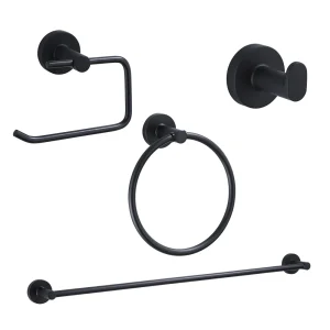 Matériel de salle de bain noir, crochet pour Robe, porte-serviettes, barre, étagère, porte-papier de soie, porte-brosse à dents, accessoires de salle de bains