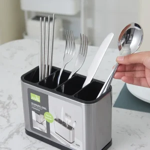 Organisateur de couverts de cuisine, support de couteaux, support de rangement de vidange en plastique, cuillère fourchette baguettes ustensiles de cuisine plateau d&rsquo;outils de cuisine boîte d&rsquo;étagère