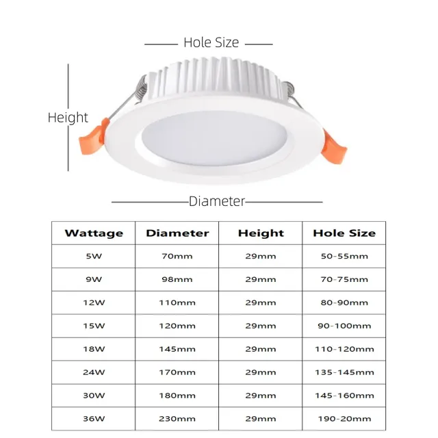 Dimmable 5W-36W LED Plafonnier Encastré SMD Downlight… – vue 5