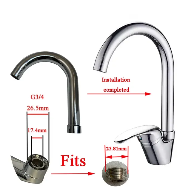 Robinetterie col cygne bec coudé inox chromé poli miroir… – vue 3