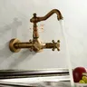 Robinet mural laiton antique brossé vintage double… – vue 5