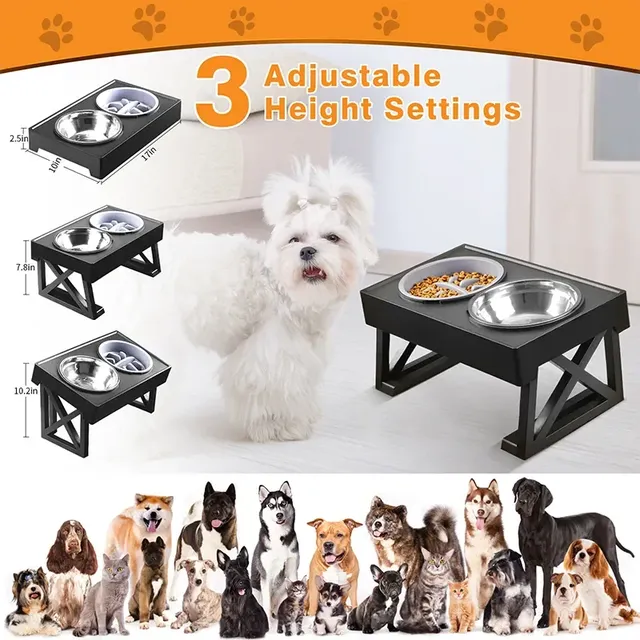 Support de bols doubles surélevés pour chien – vue 2
