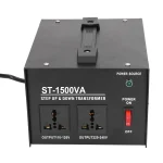transformateur autotransformateur toroïdal 1500 watts tension convertible 110 220 volts cuivre pur protections surcharge surintensité surtension prises universelles