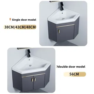 Meuble lavabo angle mural moderne gris anthracite vasque céramique…