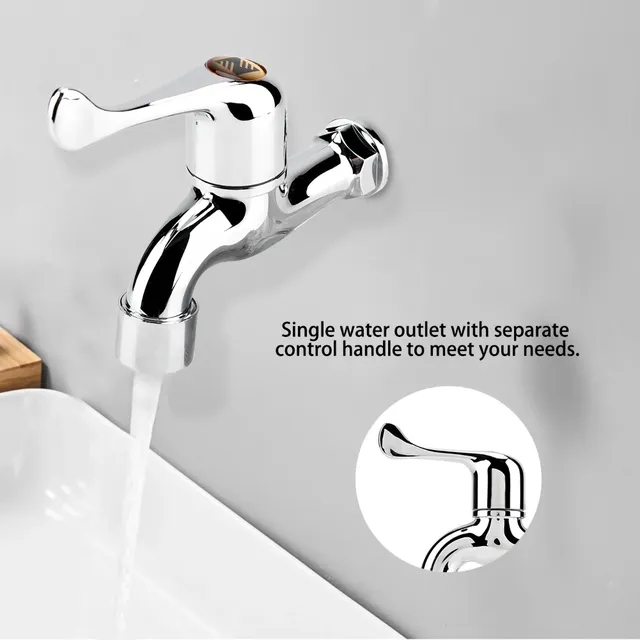Robinet machine laver mural chromé plastique bec unique… – vue 2