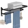 Porte serviettes mural aluminium noir mat double barre… – vue 1