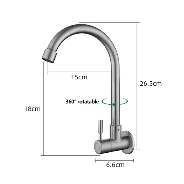 Robinet de cuisine mural en acier inoxydable – vue 7