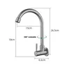 Robinet de cuisine mural en acier inoxydable – vue 7