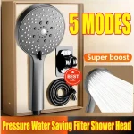 Pommeau de douche à économie d&rsquo;eau, pulvérisateur de salle de bains, pomme de douche à main réglable, 5 Modes, pomme de bain, accessoires de salle de bains