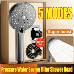 Pommeau de douche à économie d&rsquo;eau, pulvérisateur de salle de bains, pomme de douche à main réglable, 5 Modes, pomme de bain, accessoires de salle de bains