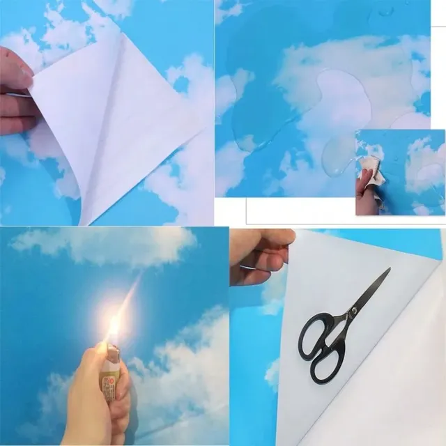 Papier peint auto-adhésif 3D en PVC avec nuages de ciel… – vue 3