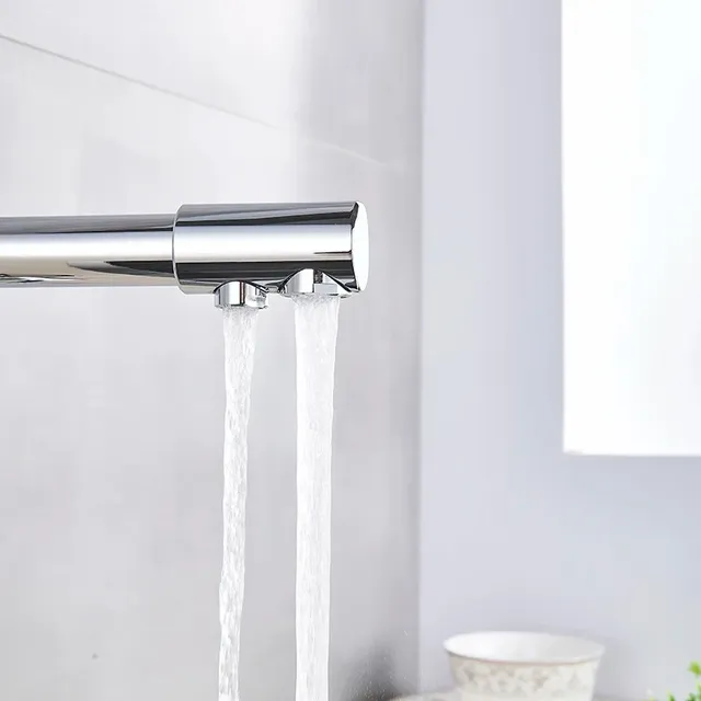 Robinet de cuisine chromé à Double bec pivotant – vue 5