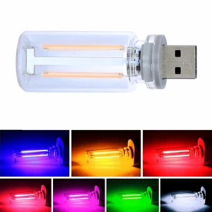 Ampoule en verre à Filament LED USB à gradation tactile, 5V, rétro Edison, veilleuse, décoration de voiture, éclairage de Protection oculaire à incandescence Ampoule en verre à Filament LED USB à gradation tactile, 5V, rétro Edison, veilleuse, décoration de voiture, éclairage de Protection oculaire à incandescence