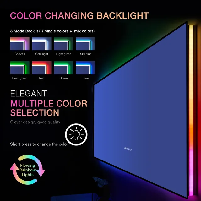 Nouveau miroir de lumière LED coloré rvb – vue 2
