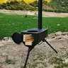 Poêle bois portable camping pliable acier noir cheminée… – vue 4
