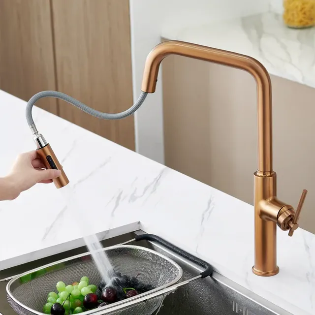 Robinets de cuisine extractibles en or Rose brossé – vue 3