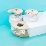 Baignoire transparente Anti-fuite pour Hamster, avec couvercle, ours doré, toilettes en forme d&rsquo;étoile et de lune, boîte de bain de sable pour Hamster