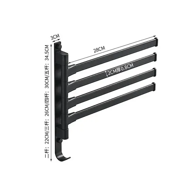 Porte serviettes rotatif aluminium inoxydable noir mat… – vue 6