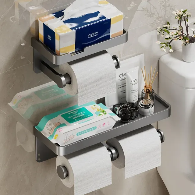 Porte papier toilette mural double tablette rangement… – vue 2