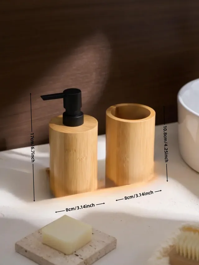 Bouteille distributrice de savon et de Lotion en bambou… – vue 5