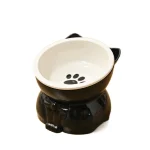 Bol en céramique pour chat, mignon bouche inclinée, bassin d&rsquo;alimentation pour chien, détachable, grande capacité, mangeoire pour animaux de compagnie, récipient d&rsquo;eau