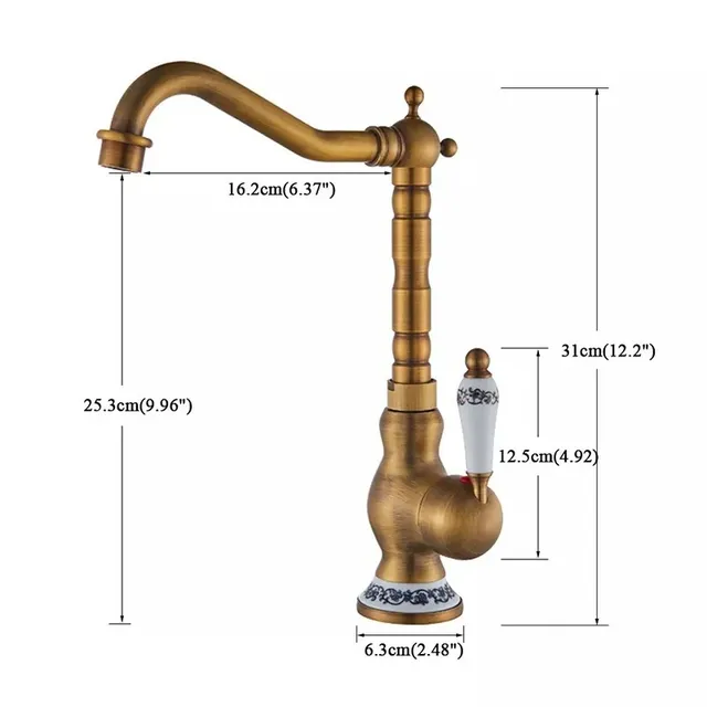Robinet de cuisine en laiton antique – vue 2