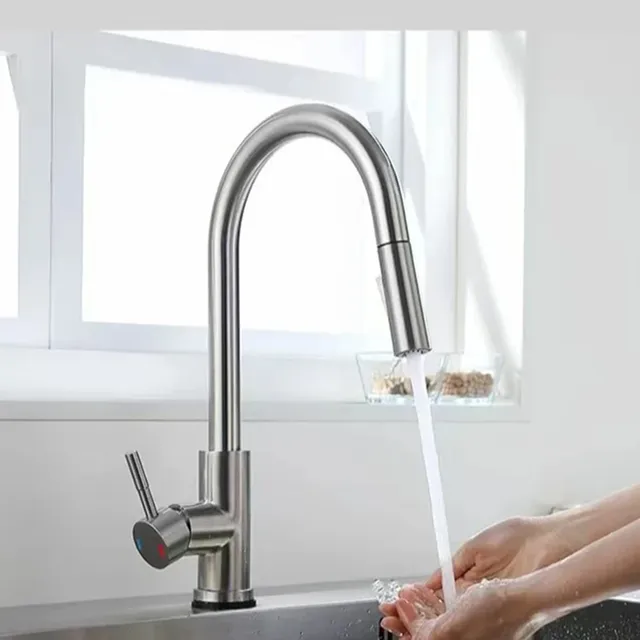 Robinet de cuisine extractible en acier inoxydable
