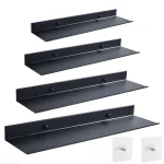 Étagères murales flottantes en métal T1, rangement de salle de bain, miroir de cuisine noir mat, douche, accessoires pour la maison, pas de perceuse