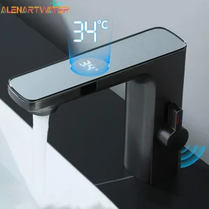 Robinet LED à capteur intelligent, lavabo de salle de bains, robinet infrarouge, mitigeur d&rsquo;évier de cuisine, vanité chaude et froide, robinet sans contact, affichage numérique